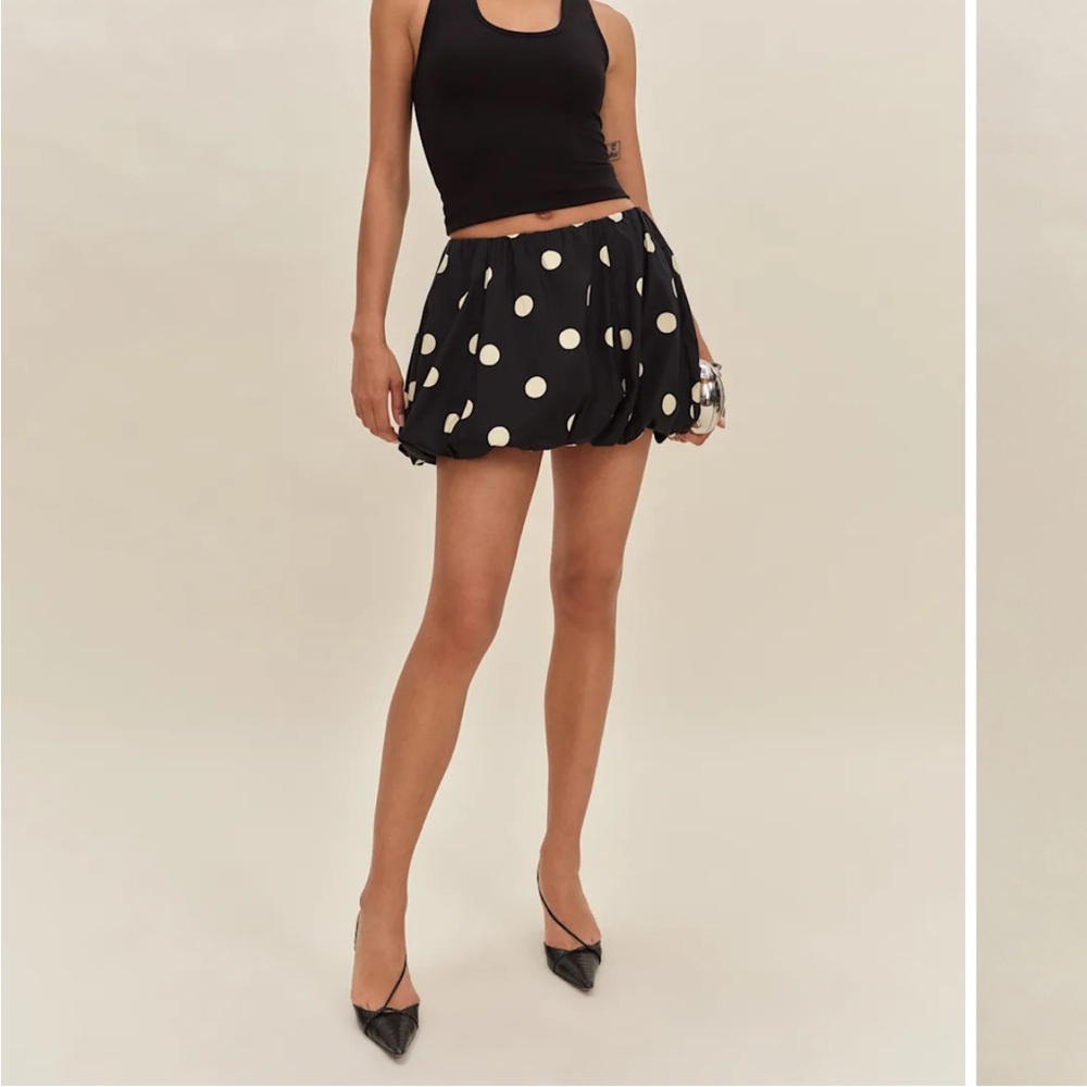 Reformation Moxie skirt Polka Dot Bubble Skirt -  - Black and White.